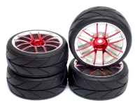 Touring Tire on 12-Spoke Rims red-silver